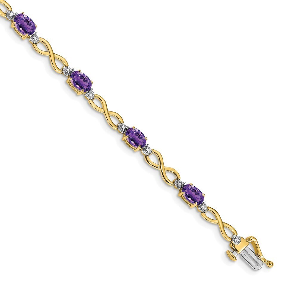 14k Yellow Gold Amethyst & Diamond Infinity Bracelet